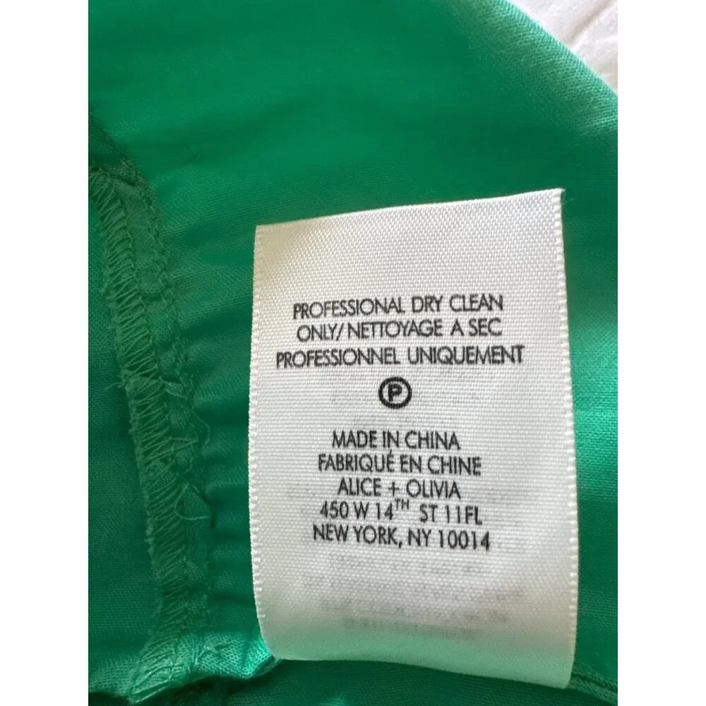 Alice + Olivia Green Smocked Puff Sleeve Mini Dress Size 2 Cotton Cottage Core